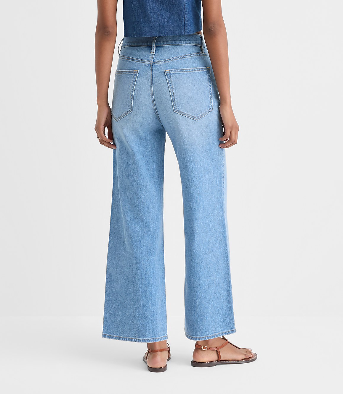 Rivete Petite Curvy High Rise Wide Leg Crop Jeans in Bright Medium Stonewash