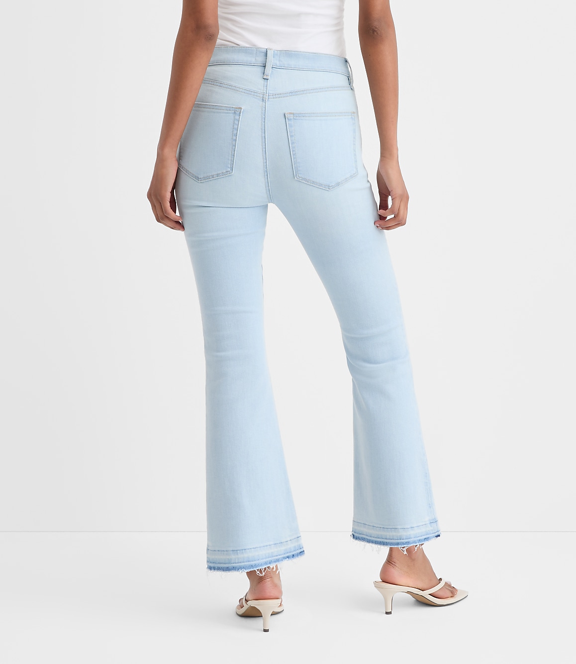 Rivete Tall Curvy Unpicked High Rise Kick Crop Jeans in Wave Wash