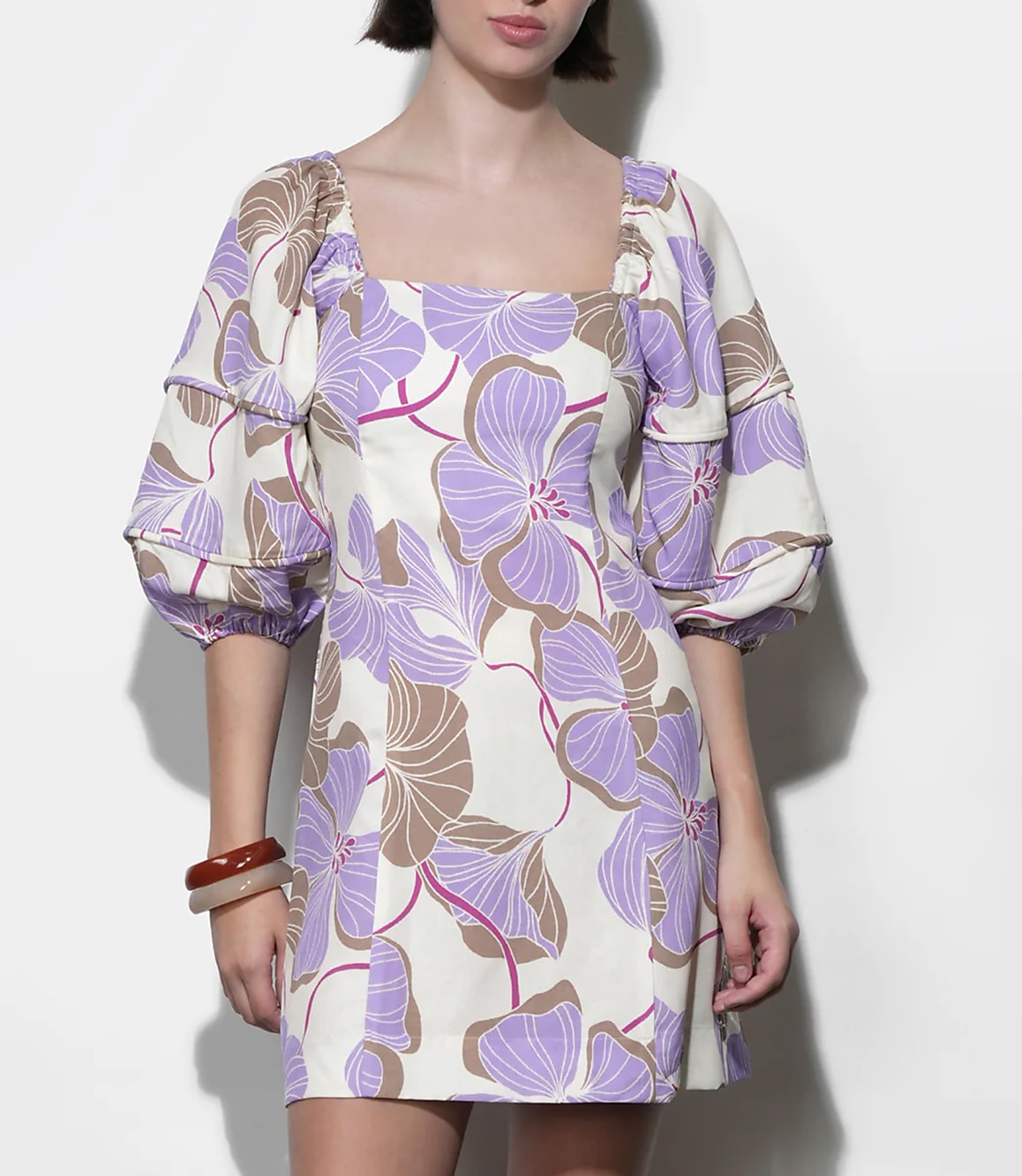 Greylin Emery Bubble Sleeve Piped Mini Dress