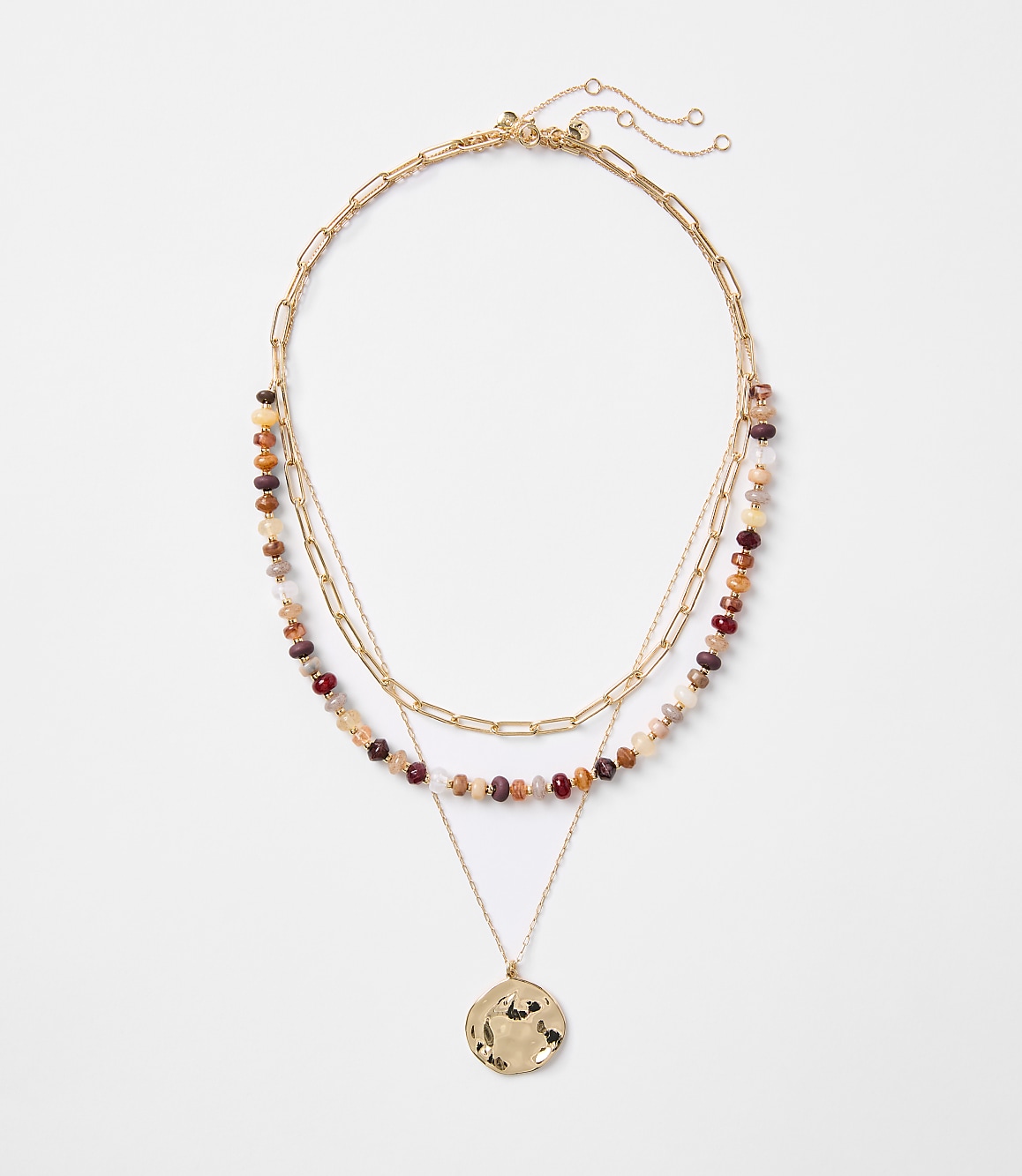 Coin Beaded Layered Necklace Set