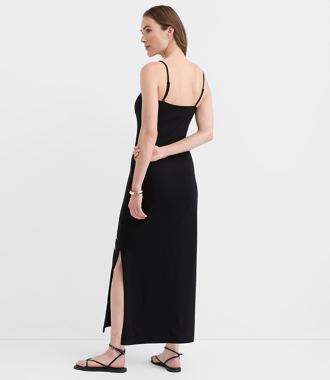 Petite LOFT Beach Palm Strapless Maxi Dress