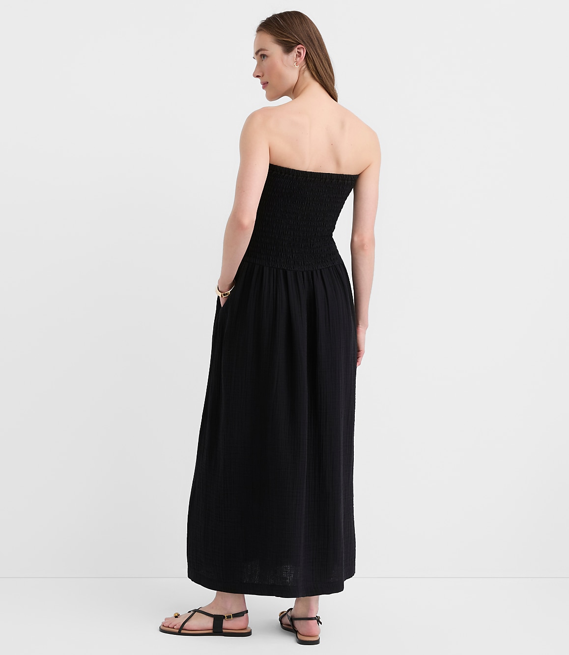LOFT Beach Strapless Mixed Media Maxi Pocket Dress