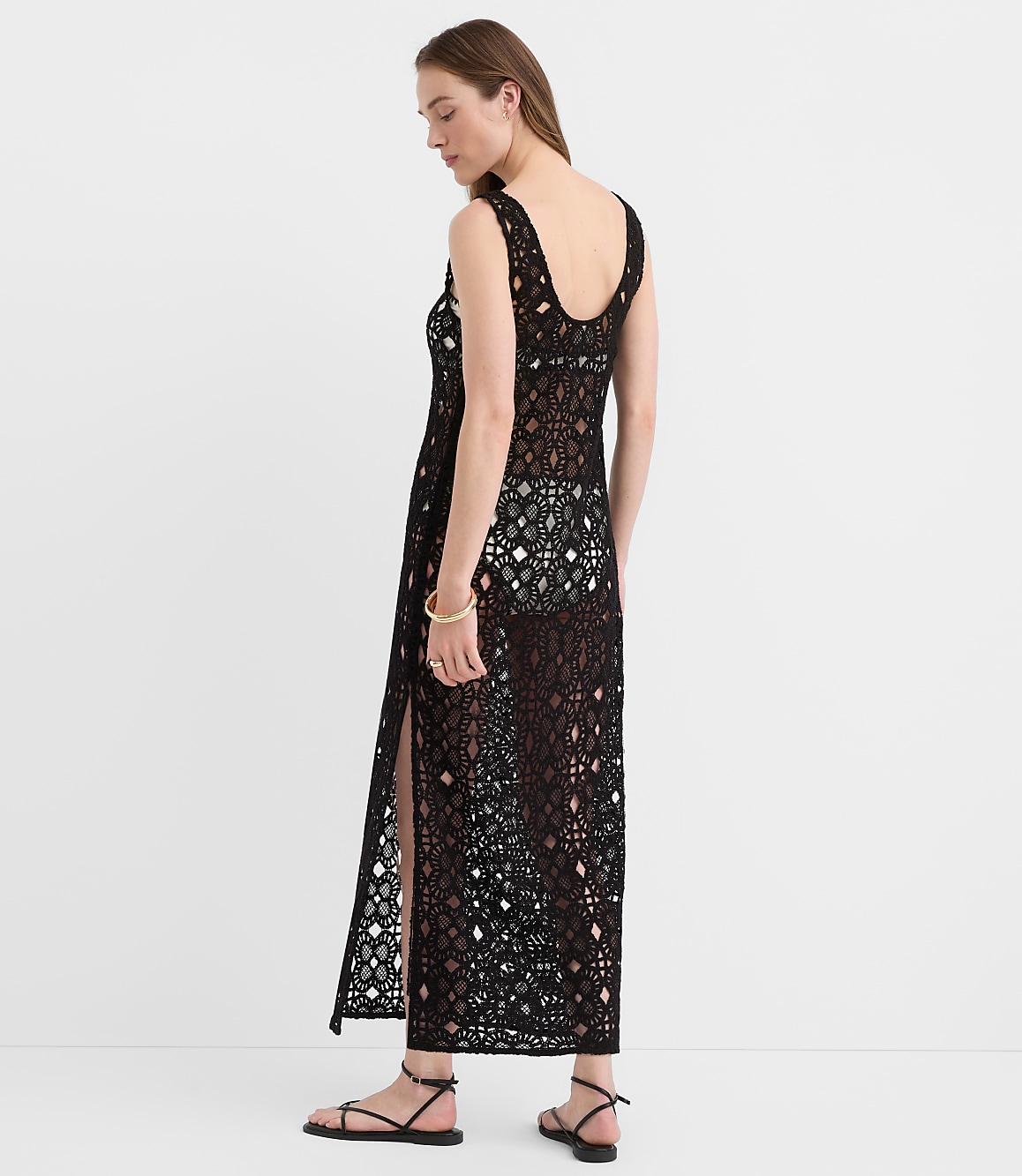 LOFT Beach Floral Crochet Maxi Swimsuit Coverup