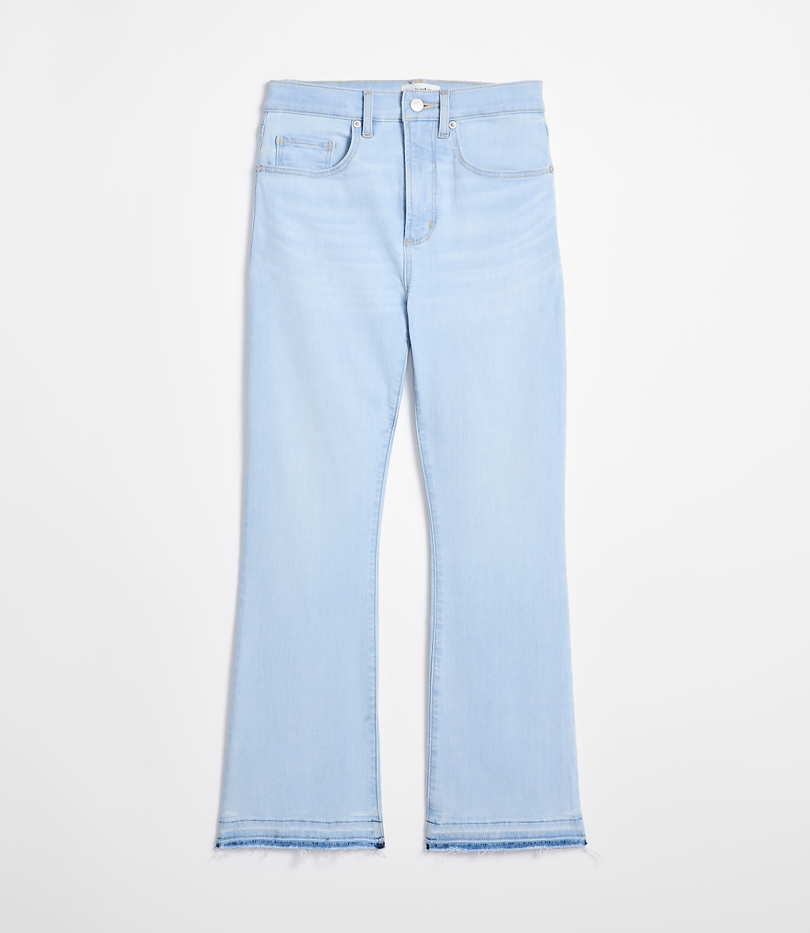 Rivete Petite Unpicked High Rise Kick Crop Jeans in Wave Wash