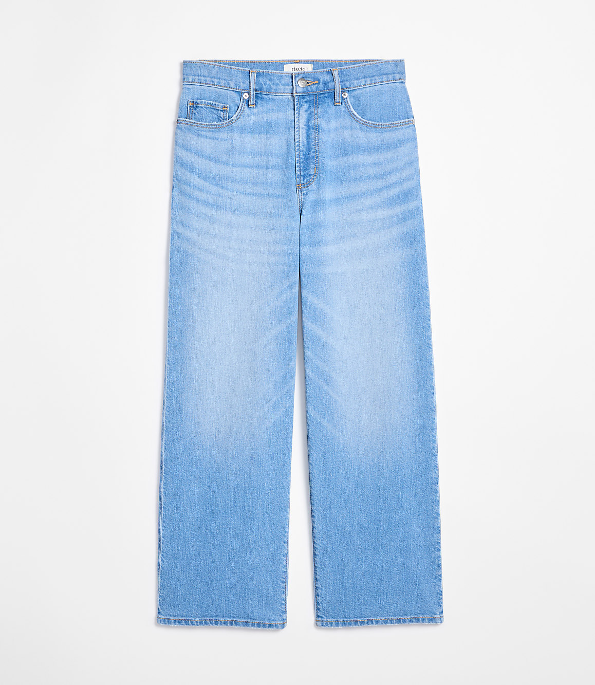 Rivete Tall High Rise Wide Leg Crop Jeans in Bright Medium Stonewash