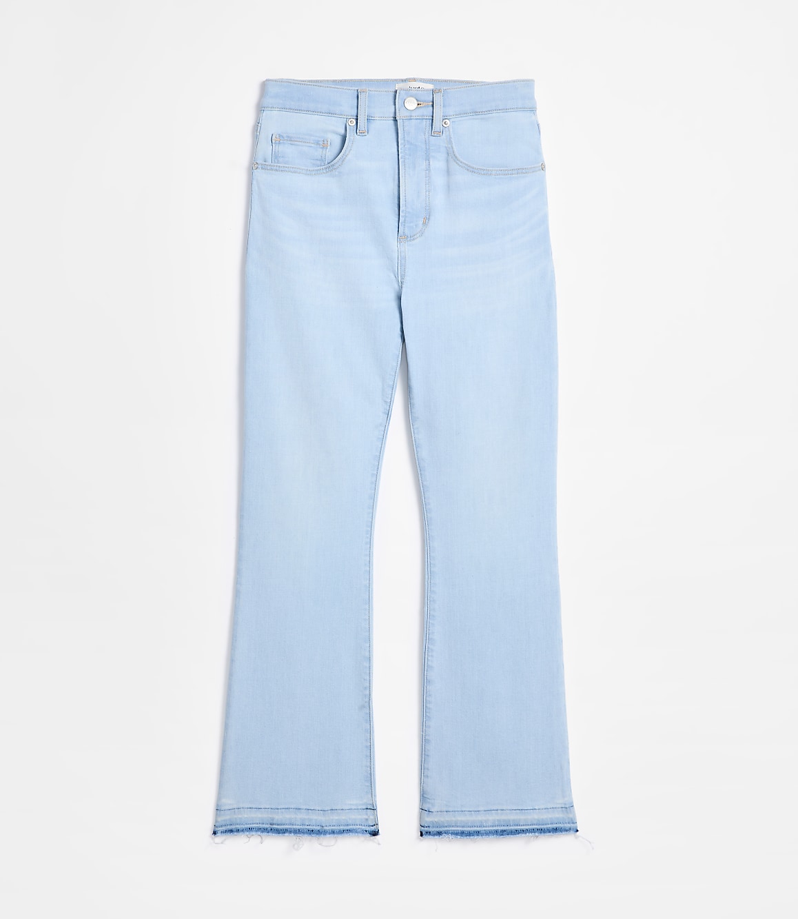 Rivete Tall Curvy Unpicked High Rise Kick Crop Jeans in Wave Wash