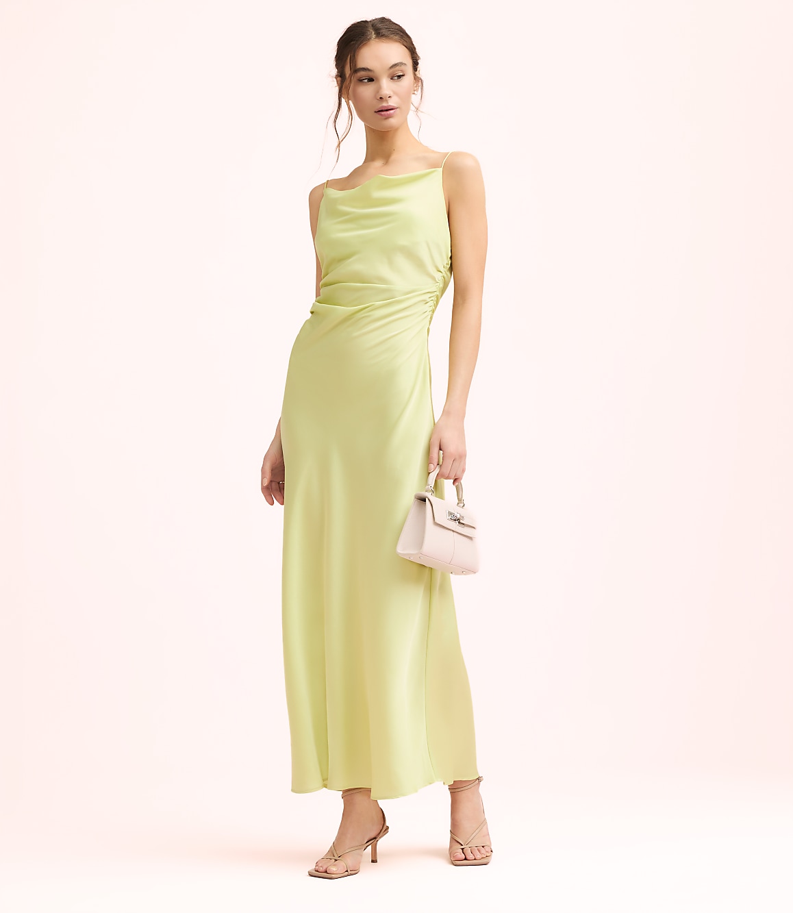 Lately Satin Bias Cowl Neck Gown