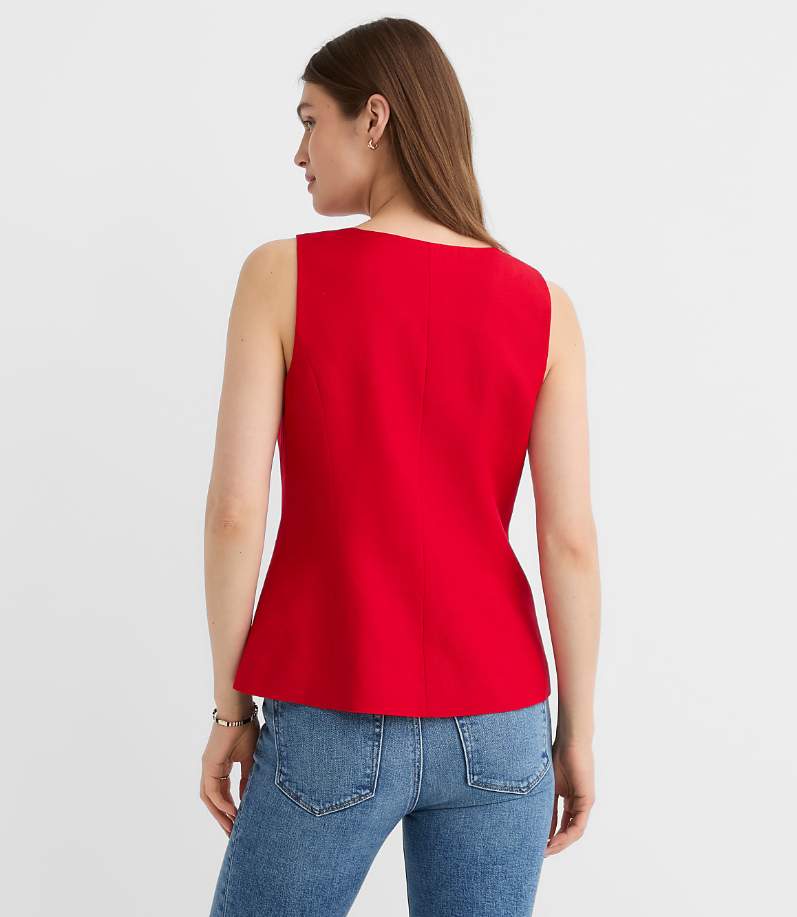 Linen Blend Cutaway Pocket Vest