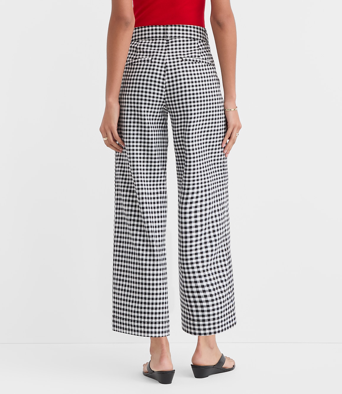 Palmer Wide Leg Crop Pants in Gingham Cotton Linen
