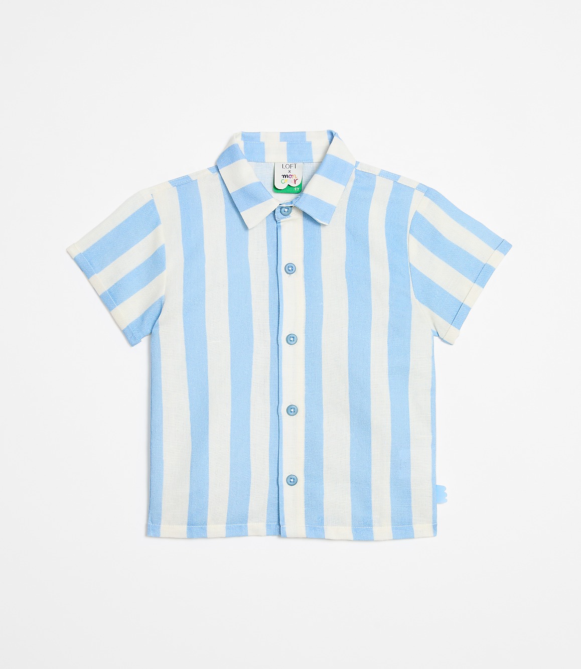 LOFT x Mon Coeur Linen Blue Cabana Shirt