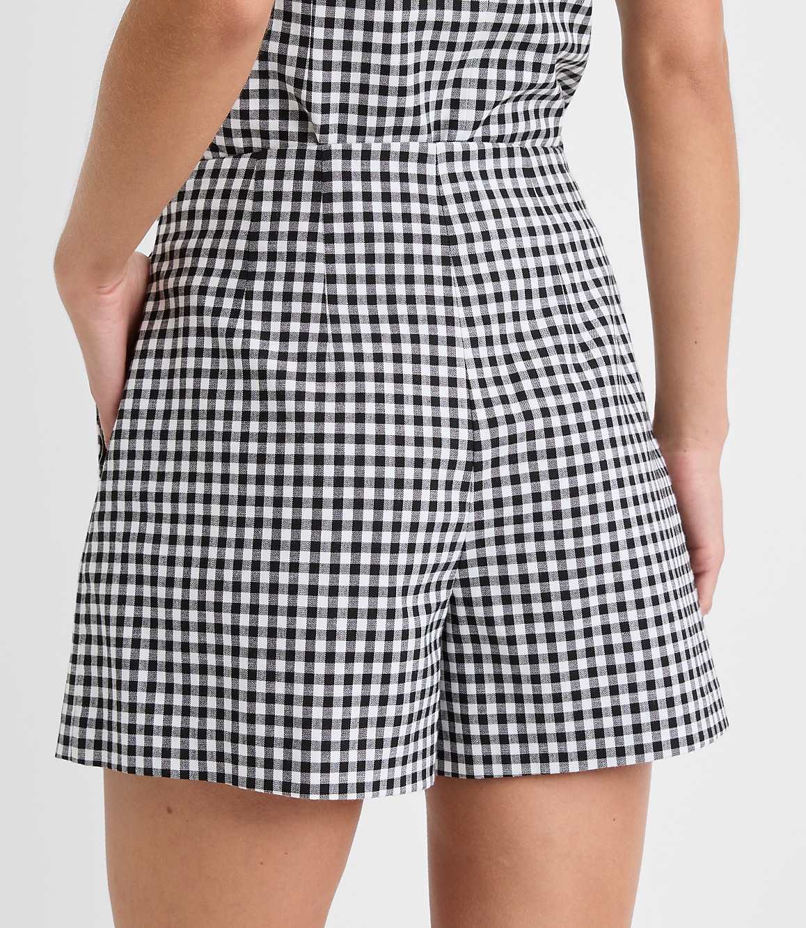 Darted Side Zip Shorts in Gingham