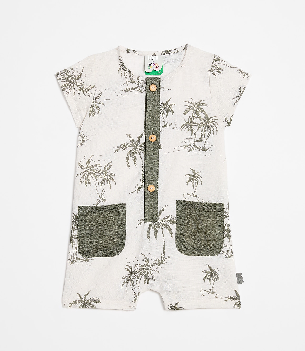 LOFT x Mon Coeur Linen Palm Tree Romper