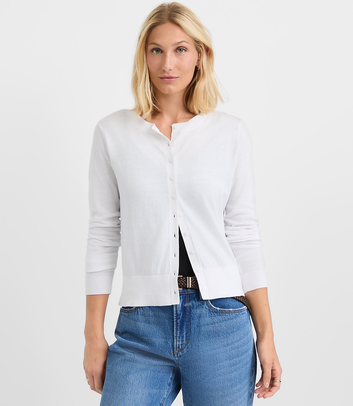 Petite Modern Crew Neck Cardigan