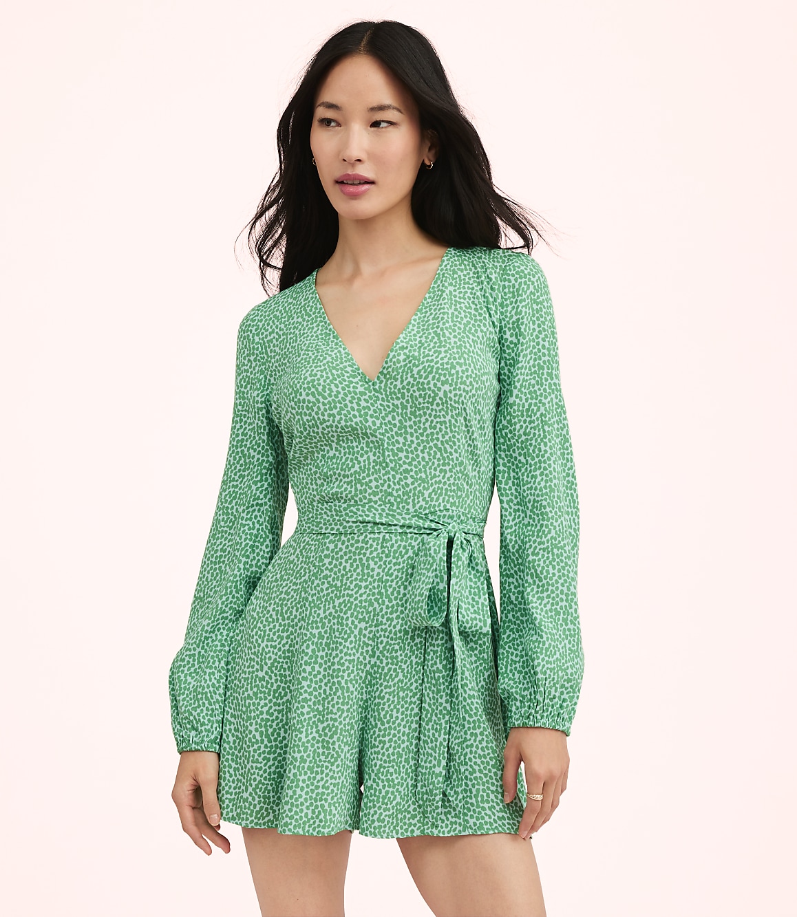 Lately Dotted Long Sleeve Romper