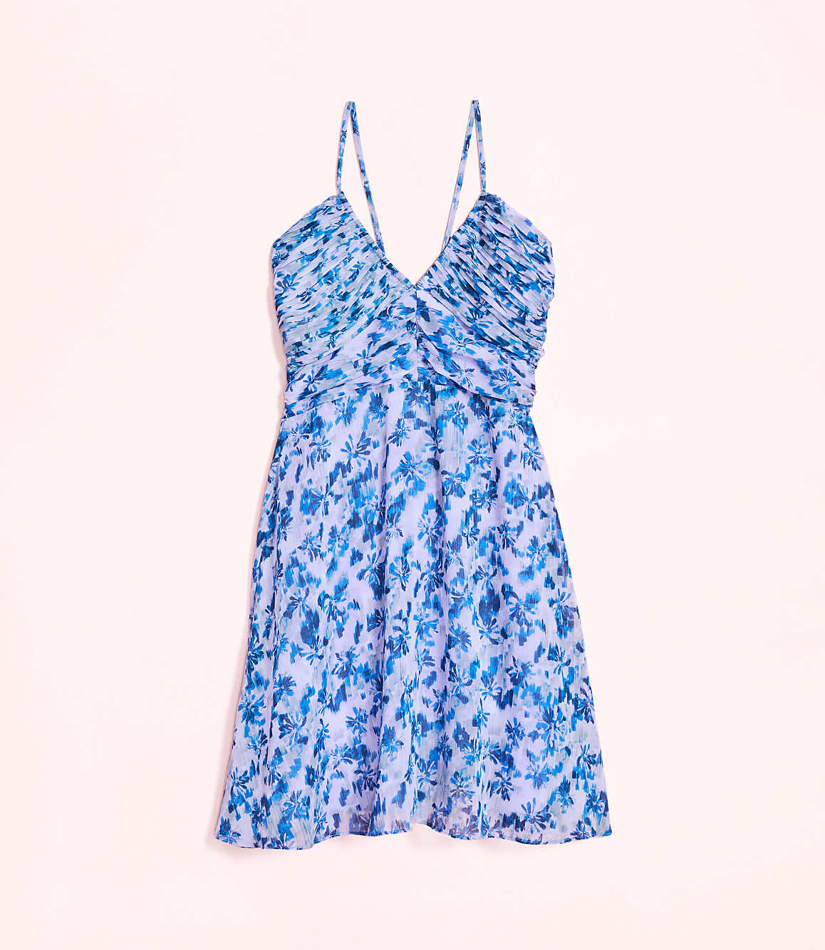 Lately Palm Pleated Mini Halter Dress