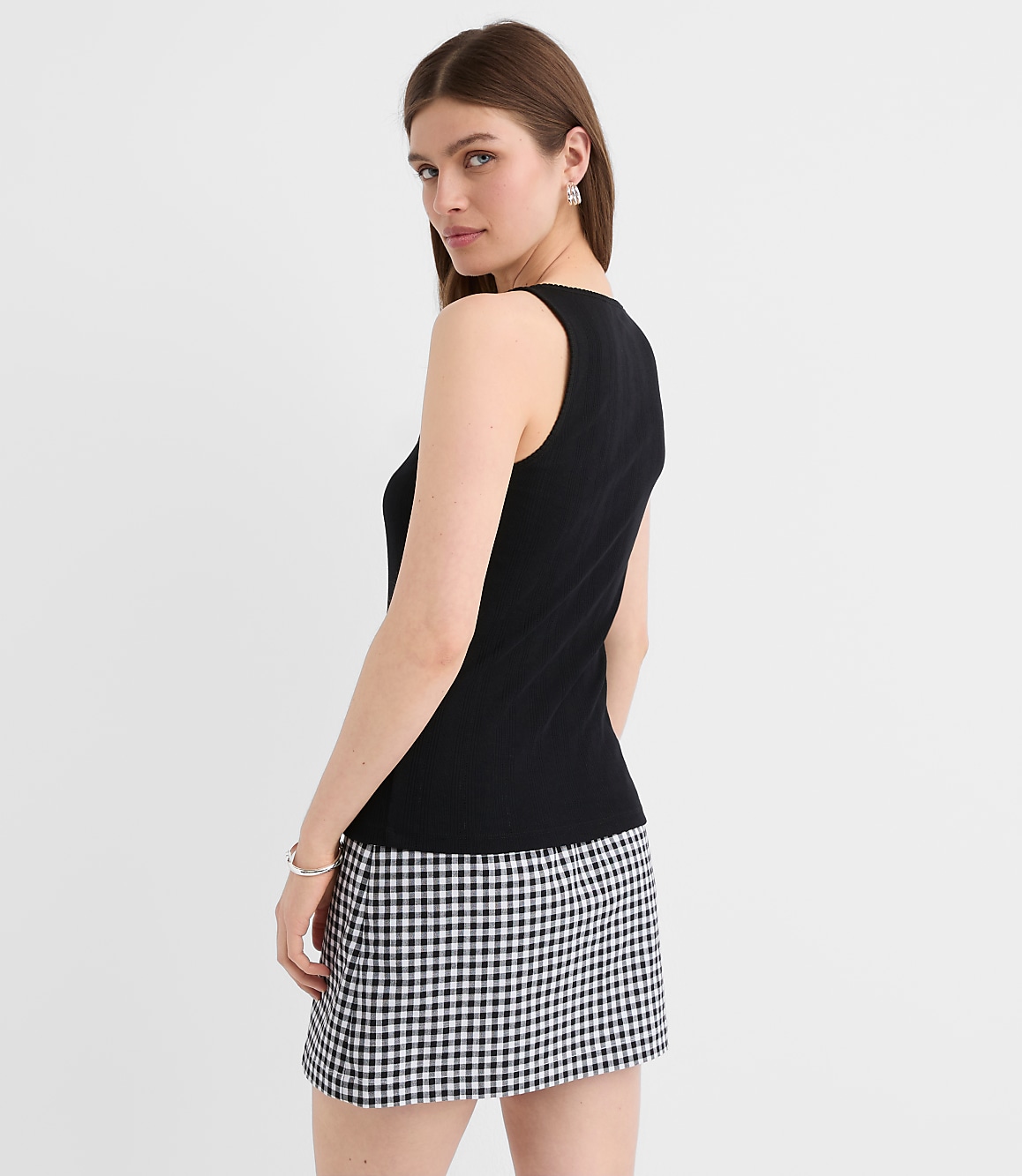 Scalloped Pointelle Button Tank Top