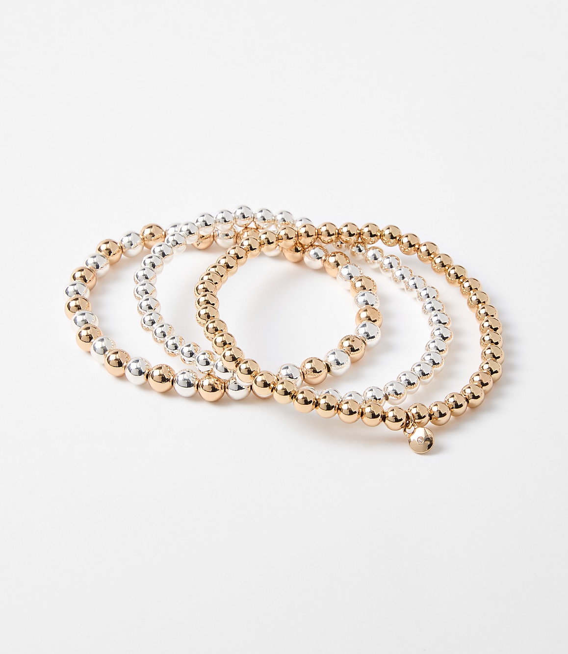 Mixed Metallic Beaded Stretch Bracelet Set