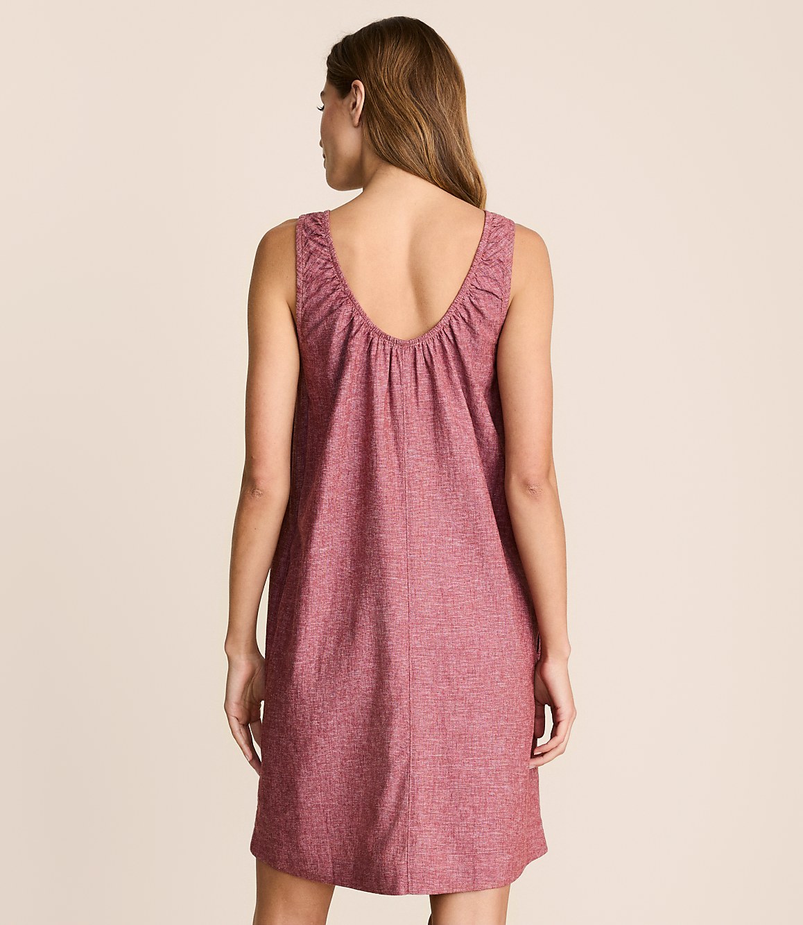 Lou & Grey Linen Cotton Scoop Neck Mini Pocket Dress