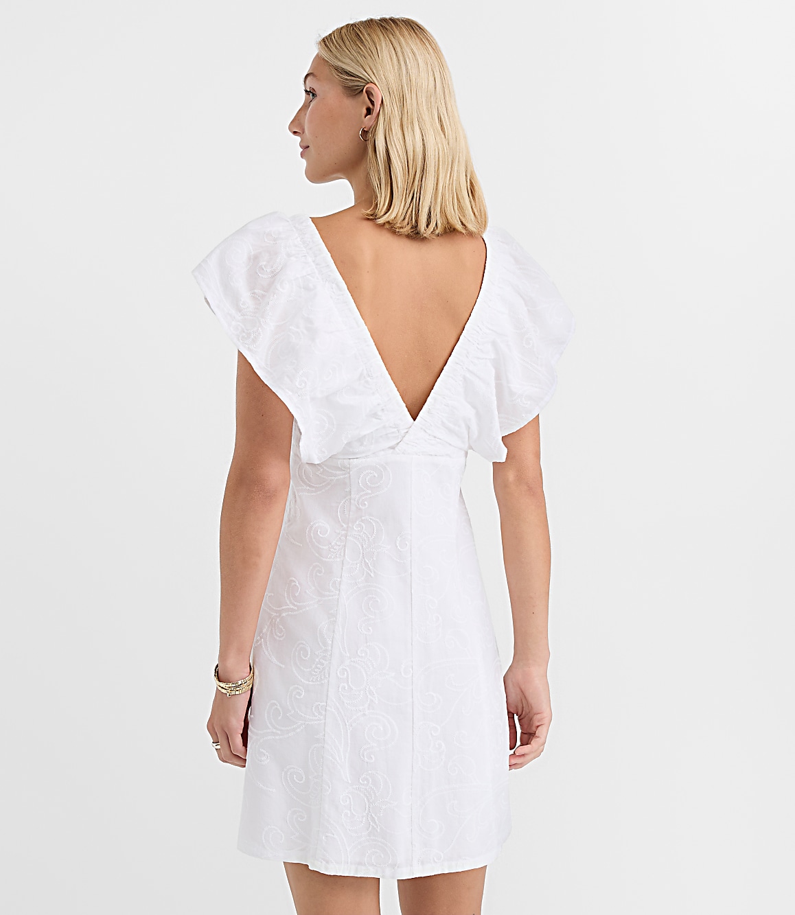 Paisley Embroidered Double V Mini Dress