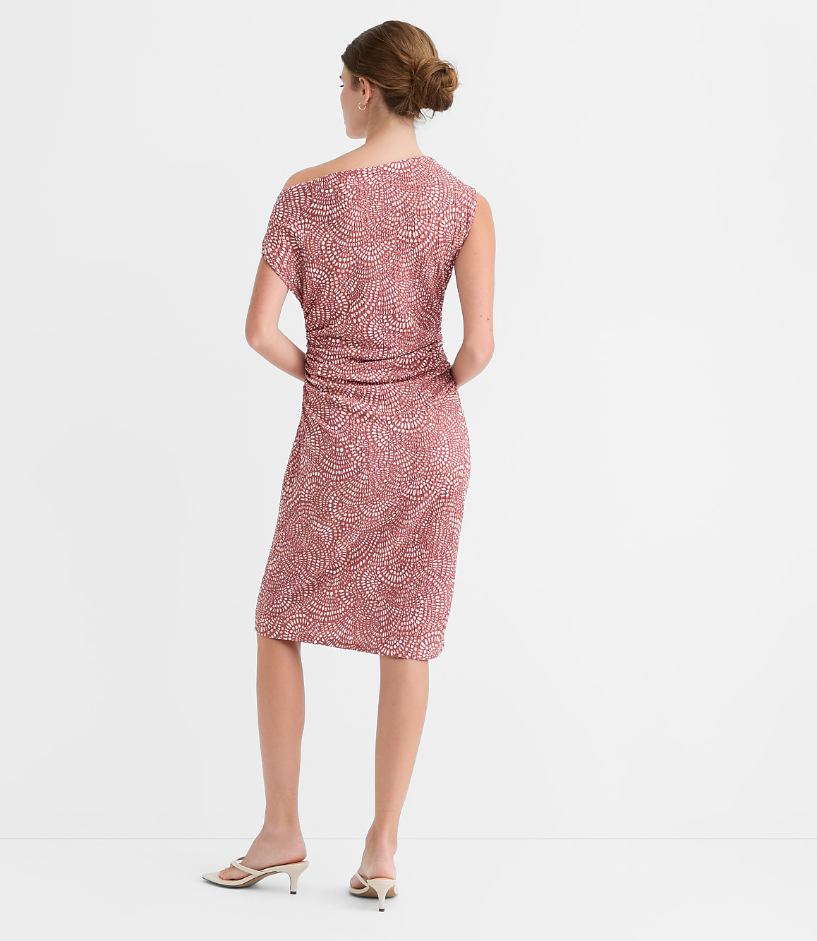 Petite Hibiscus Stitchy Asymmetrical Ruched Mini Dress