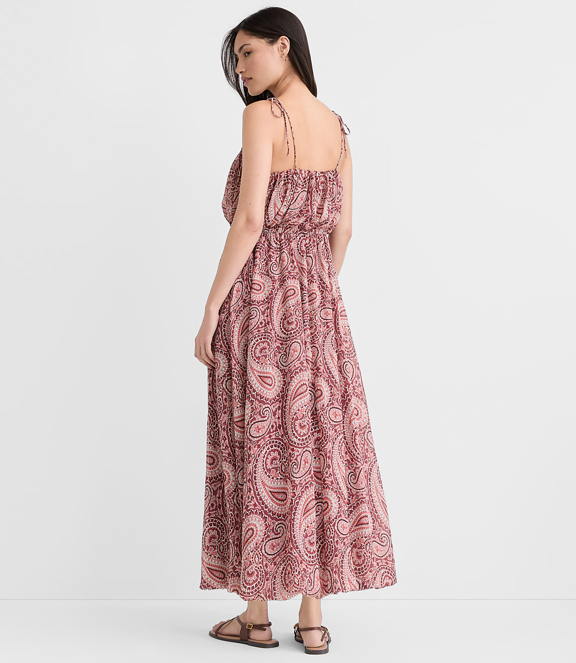 Petite Paisley Tie Strap Bubble Maxi Pocket Dress