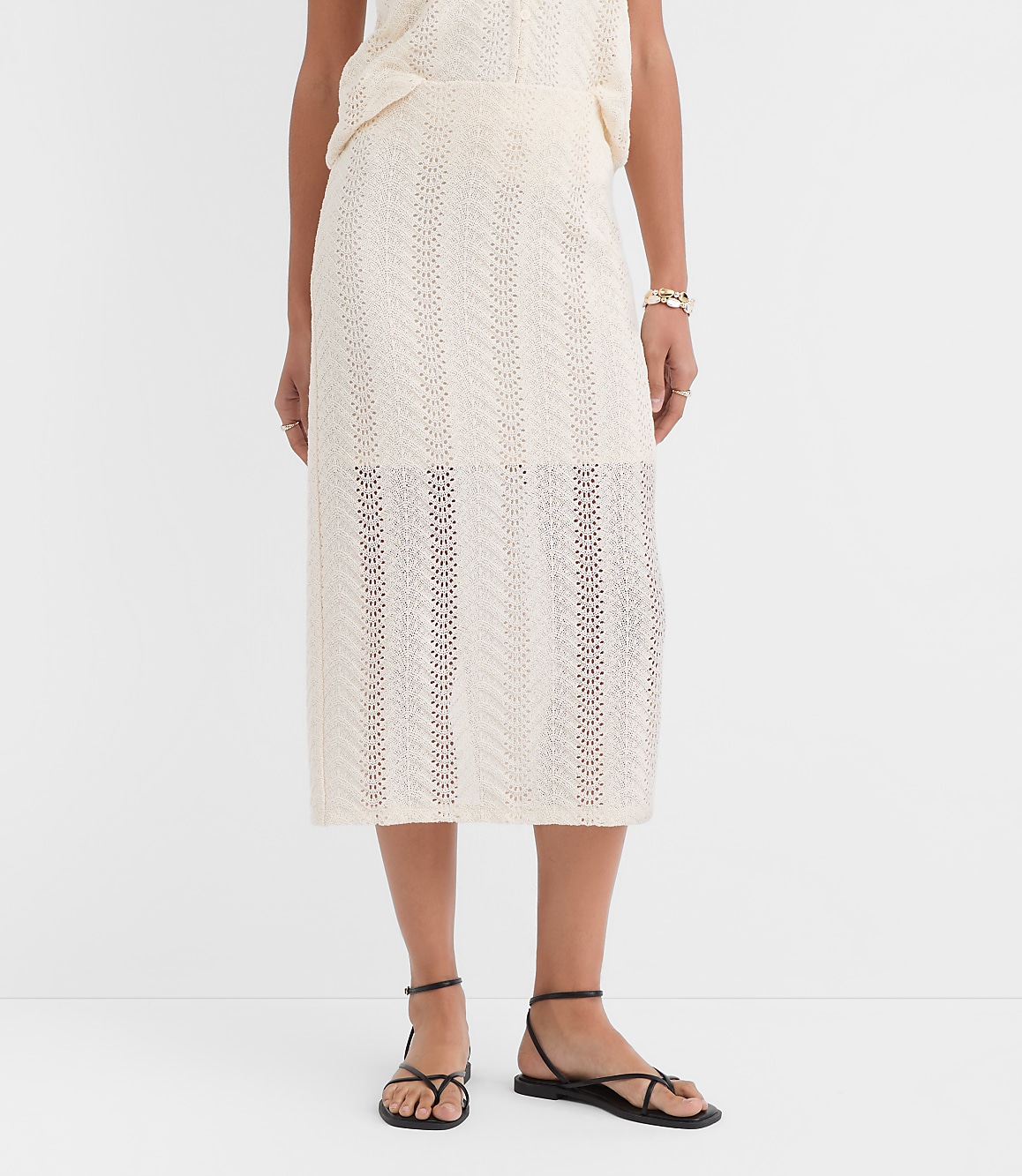 Petite Crochet Column Midi Skirt