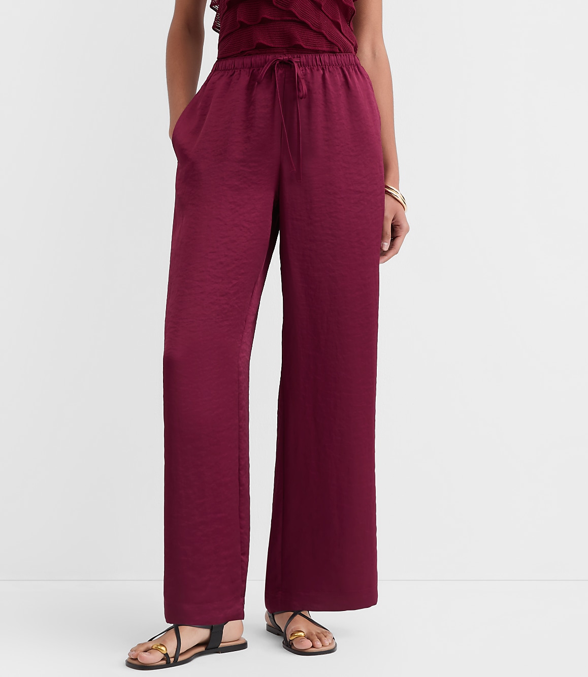 Petite Sawyer Pull On Pants in Satin
