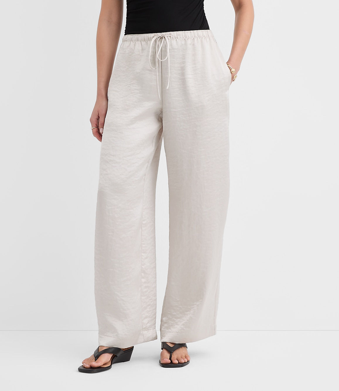 Petite Sawyer Pull On Pants in Satin