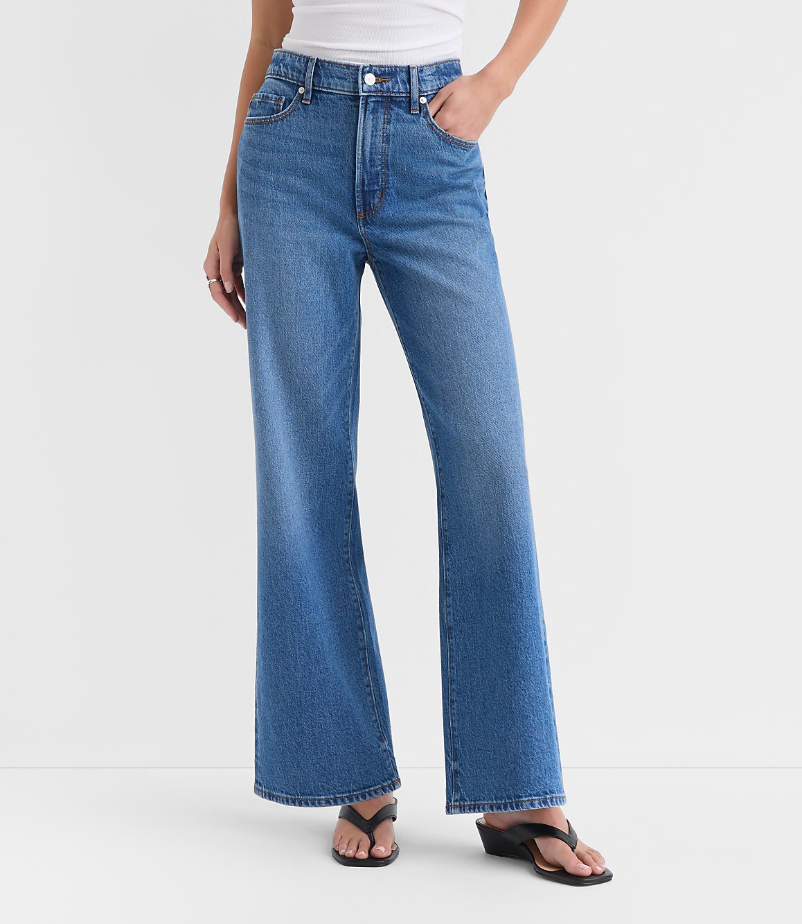 Rivete High Rise Wide Leg Jeans in Vintage Dark Wash