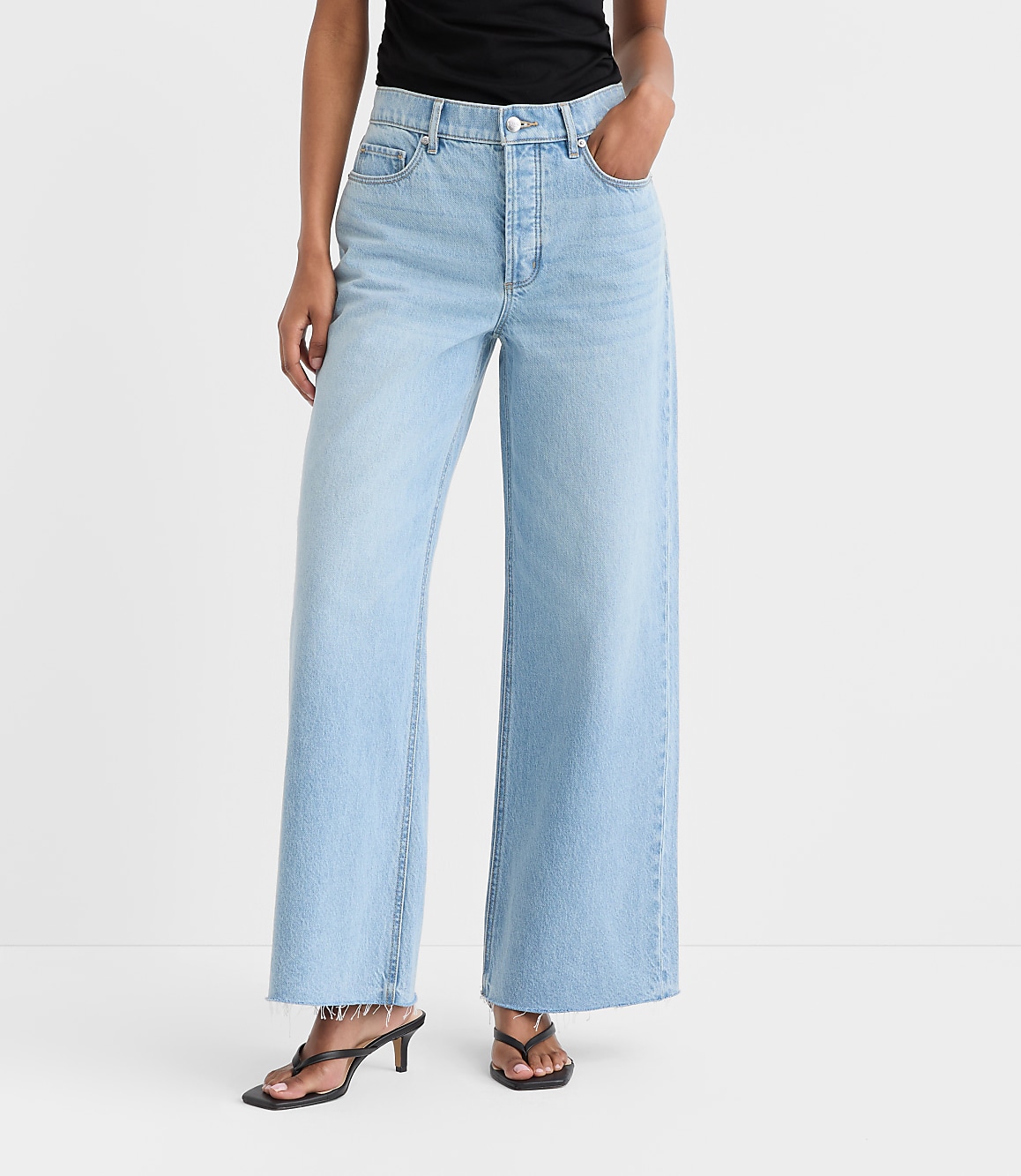 Rivete Tall Fresh Cut High Rise Relaxed Wide Leg Jeans in Wave Wash