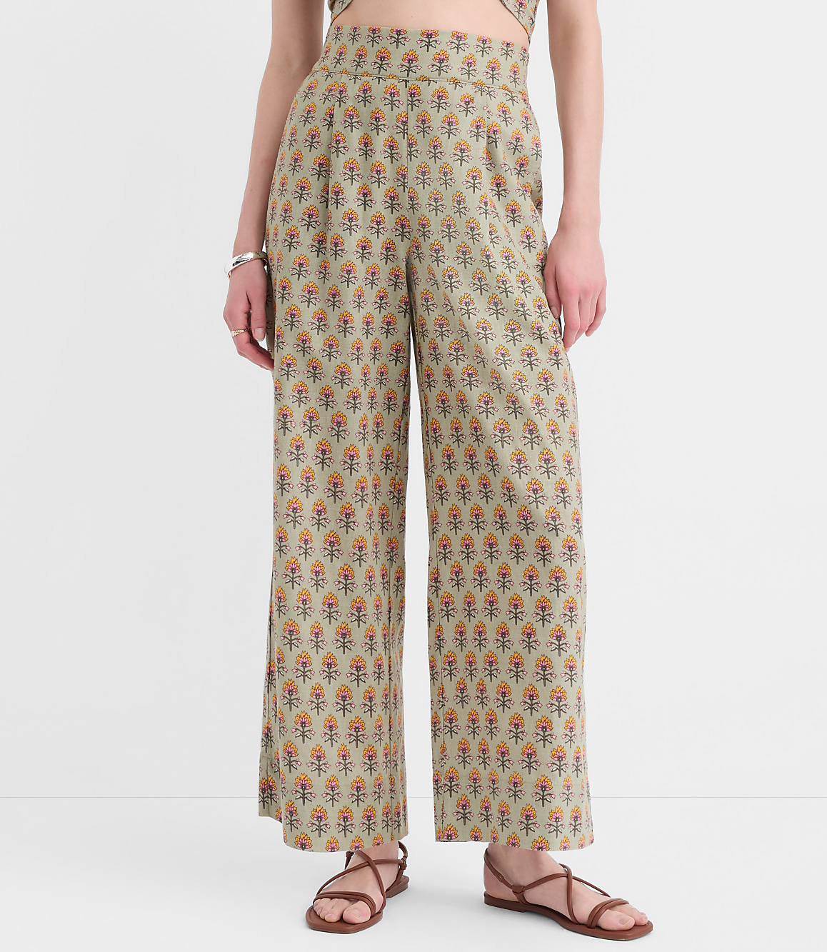 Petite LOFT Beach Garden Linen Cotton Wide Leg Pants