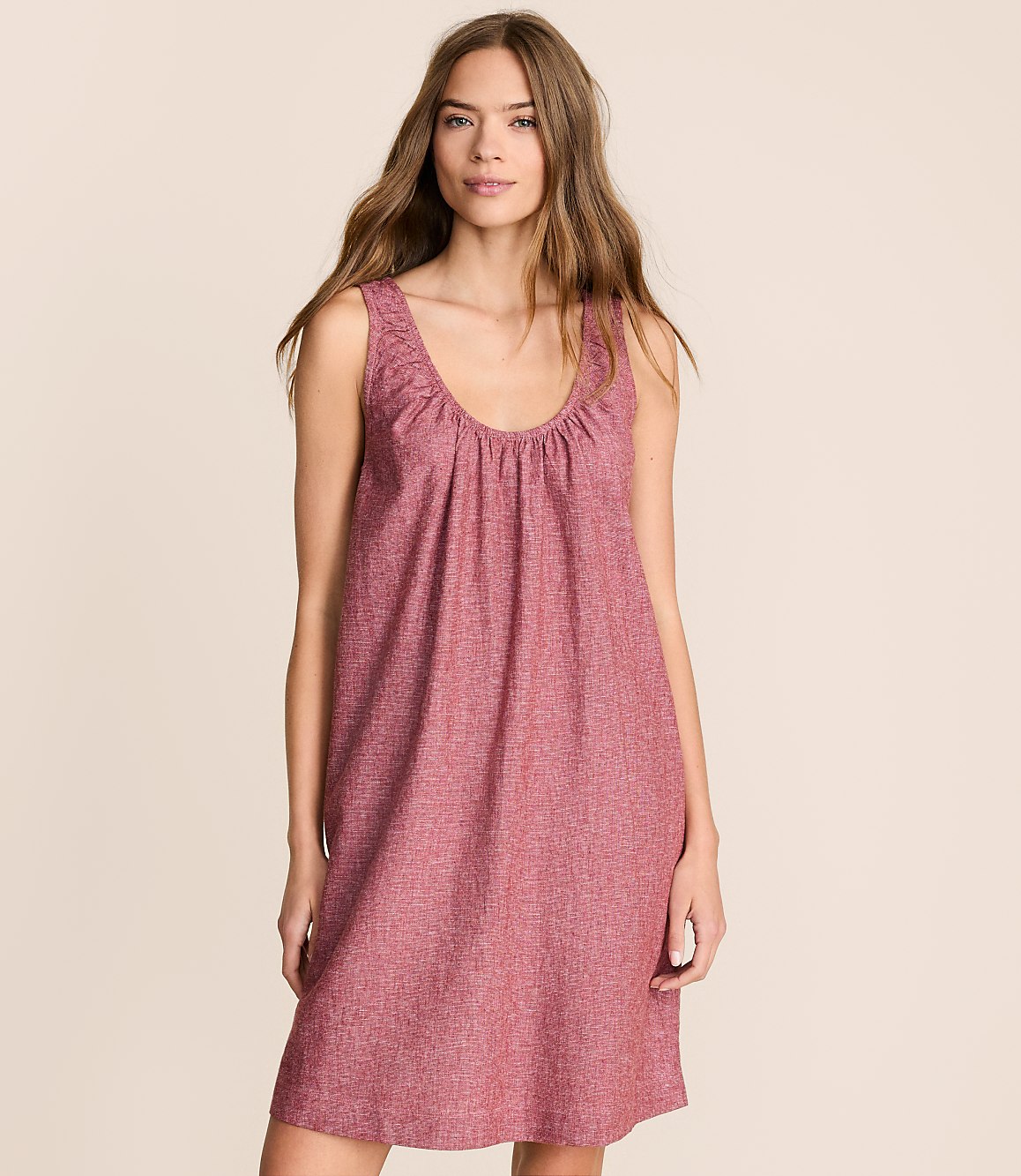 Lou & Grey Linen Cotton Scoop Neck Mini Pocket Dress