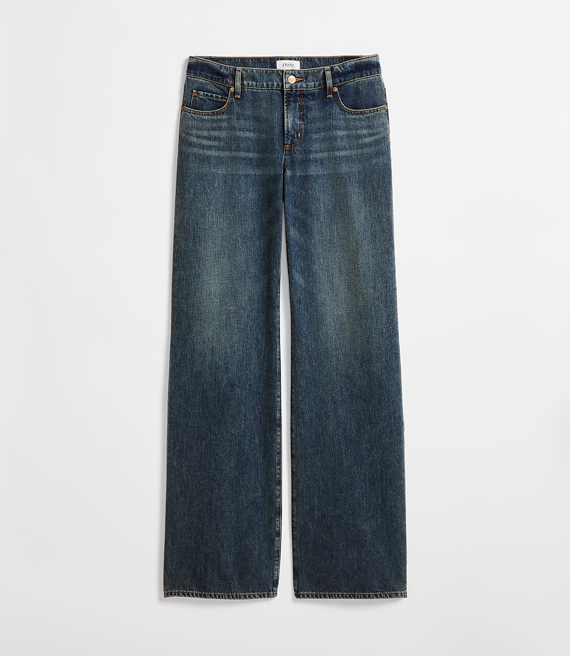 Rivete Low Rise Wide Leg Jeans in Lune Wash