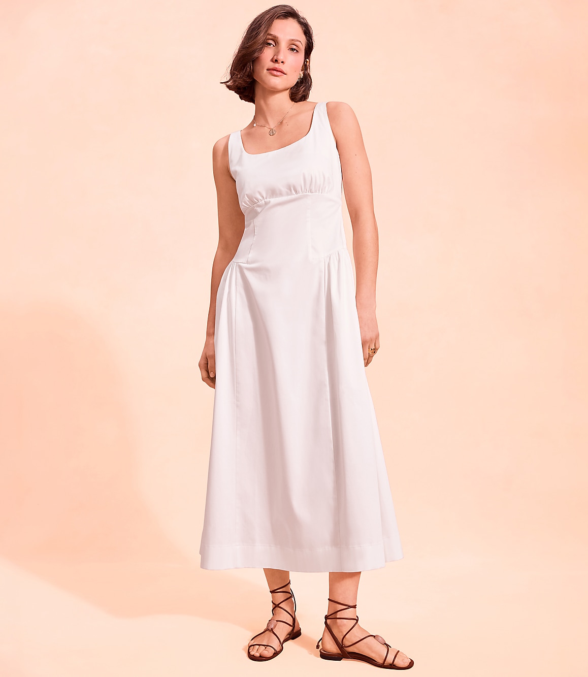 Seamed Waist Midi Pocket Dress