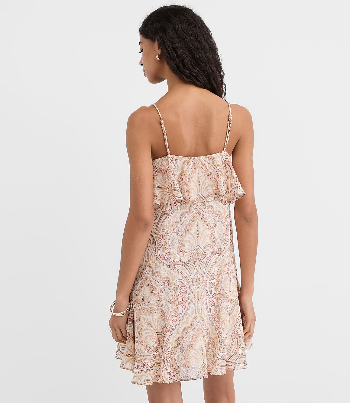 Petite Tiled Strappy Ruffle Mini Dress
