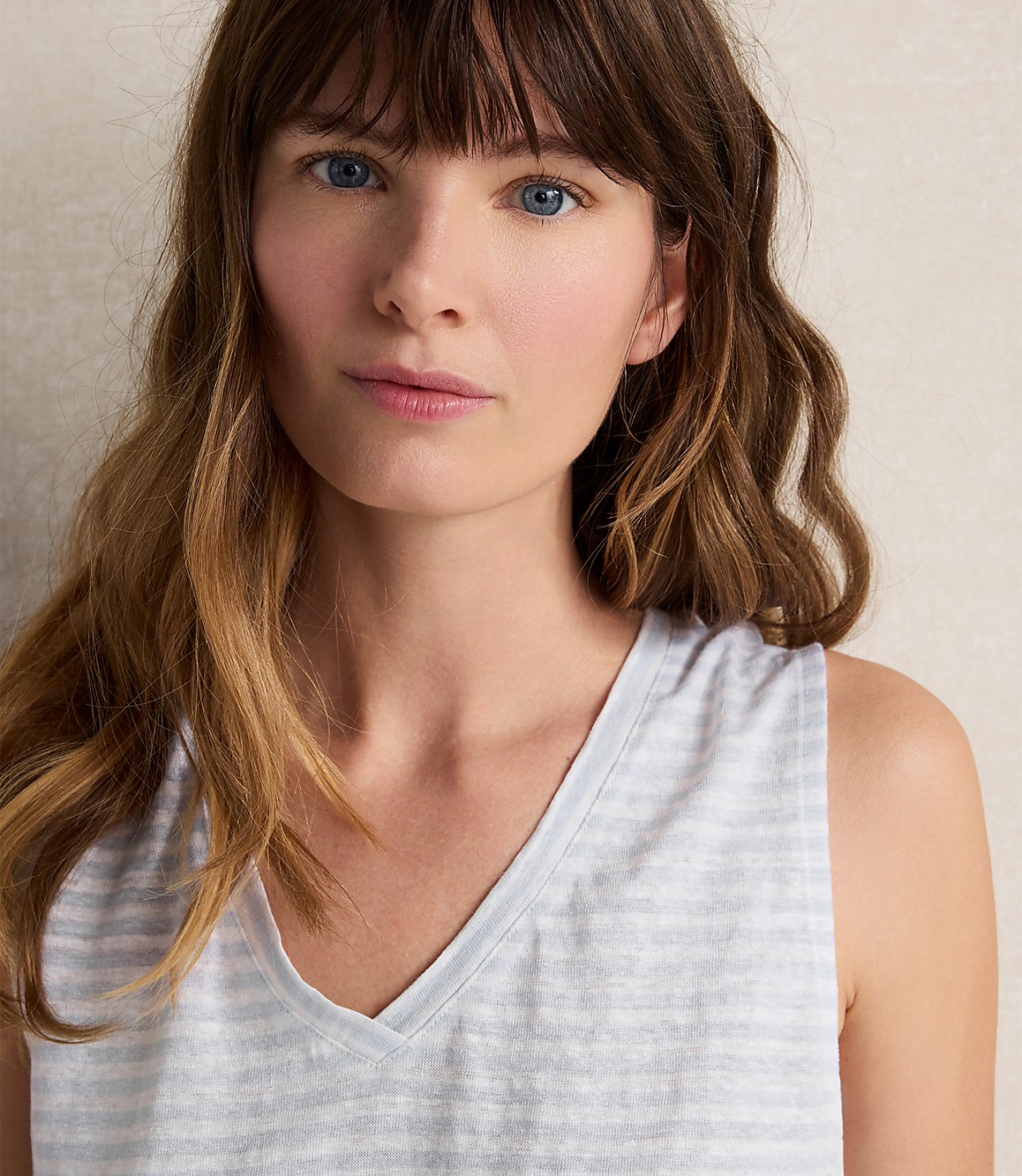 Haven Well Within Linen Stripe V-Neck Top
