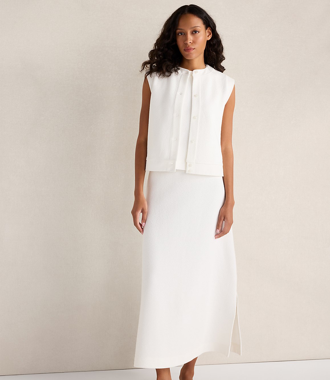 Haven Well Within Cotton Blend Textured Midi Skirt