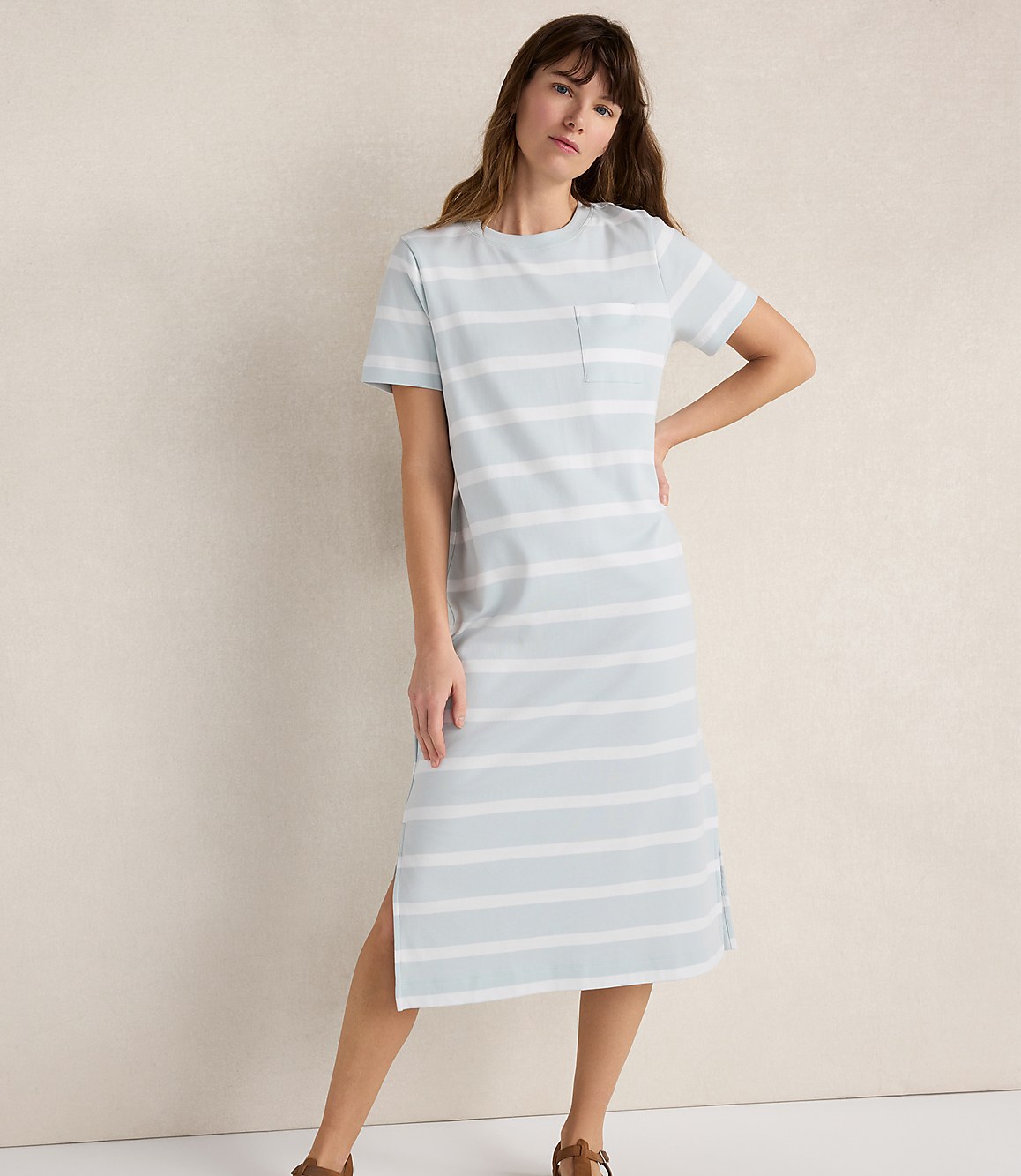 Haven Well Within Organic Cotton Interlock Striped Short Sleeve Dress