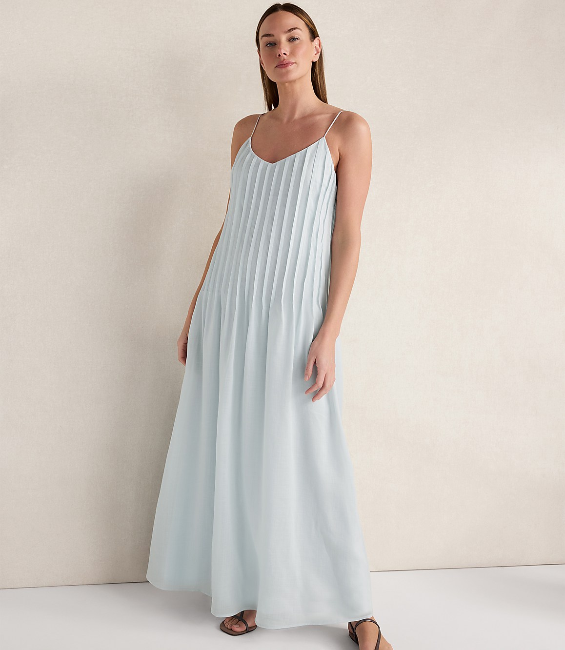 Haven Well Within Ramie Blend Pintuck Maxi Dress