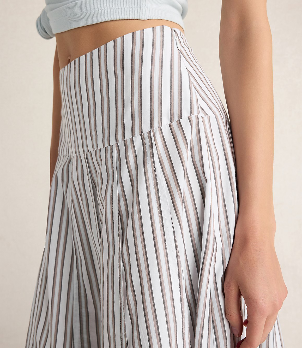 Haven Well Within Organic Cotton Poplin Stripe Drop Waist Skirt