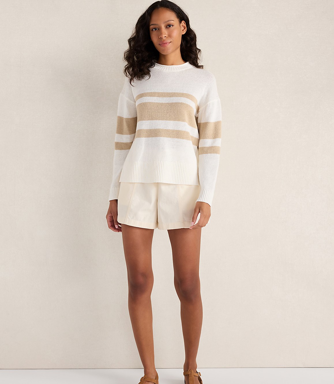 Haven Well Within Cotton Linen Stripe Roll Neck Sweater