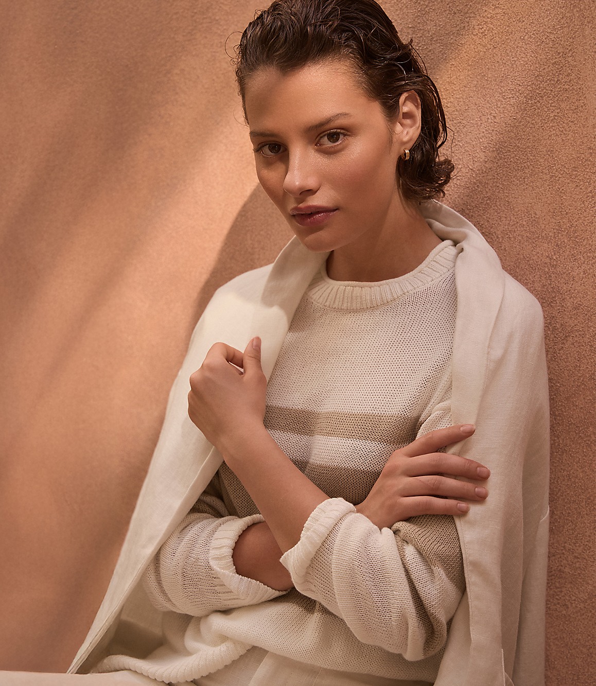 Haven Well Within Cotton Linen Stripe Roll Neck Sweater