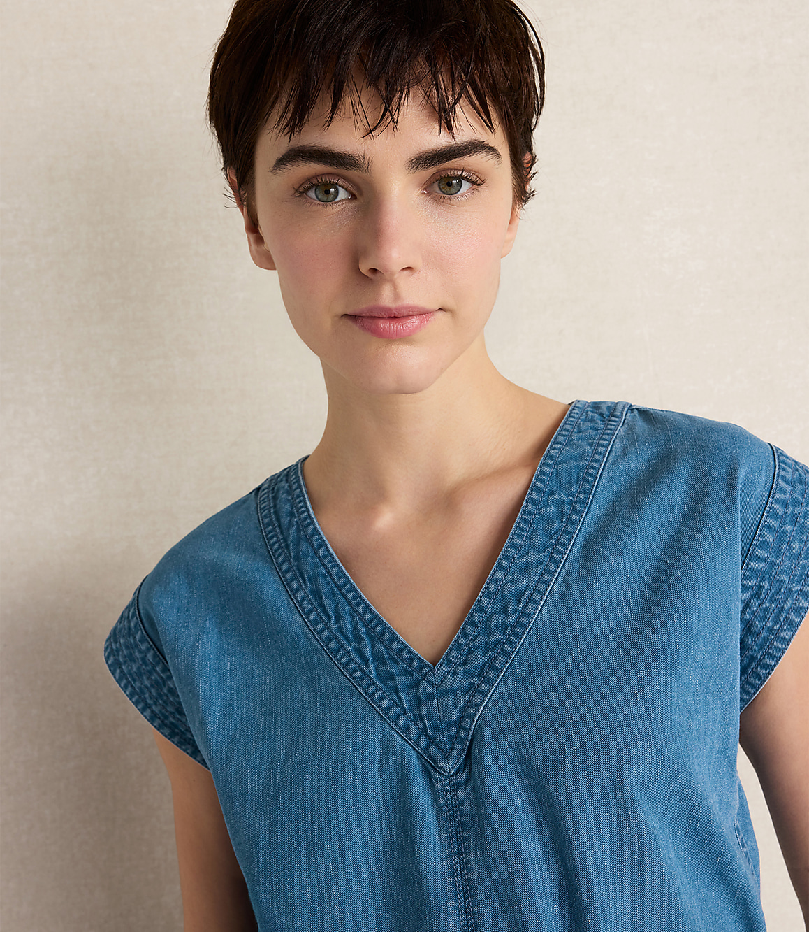 Haven Well Within Organic Cotton Denim V-Neck Belted Top