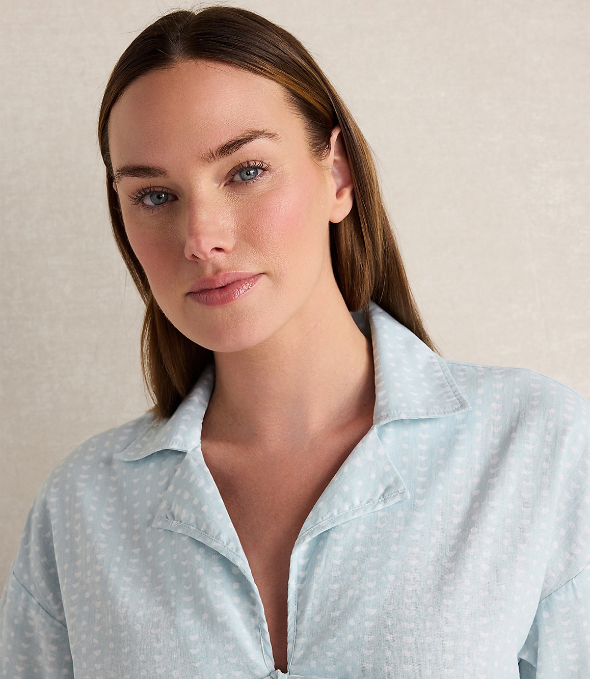 Haven Well Within Cotton Linen Faded Dot Pajama Top