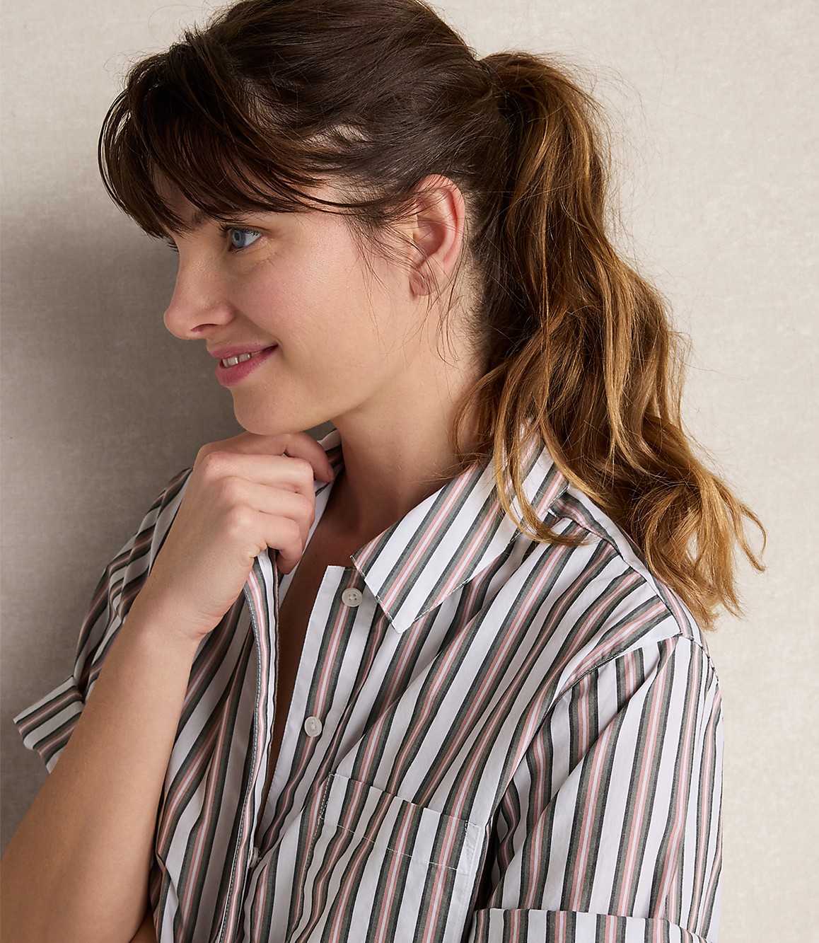 Haven Well Within Organic Cotton Poplin Iris Stripe Pajama Top