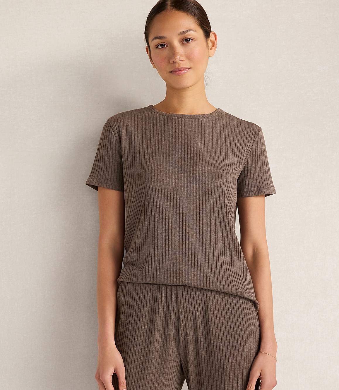 Haven Well Within Drapey Rib Knit Short Sleeve Crewneck