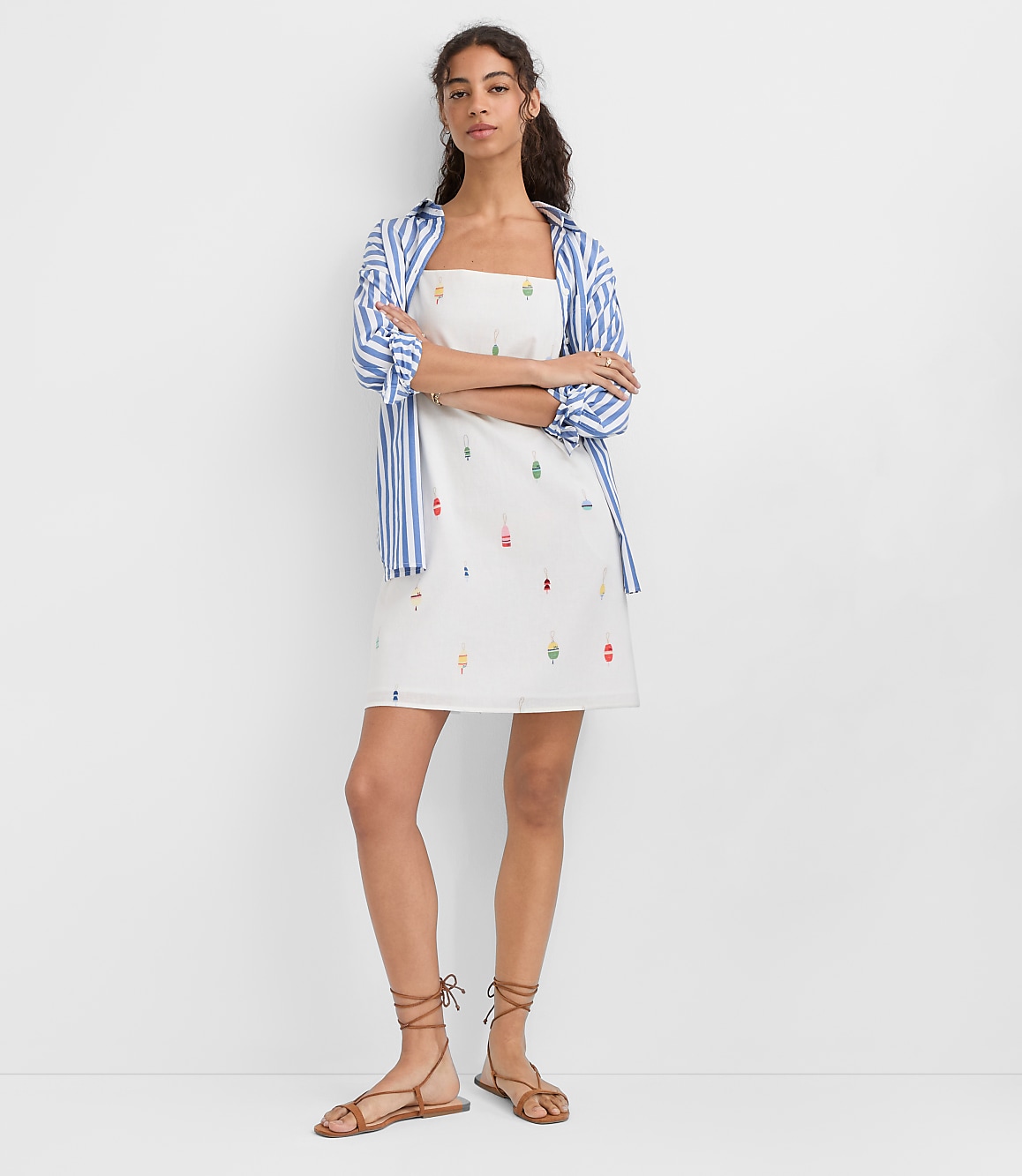 Tall Buoy Linen Cotton Strappy Mini Pocket Dress