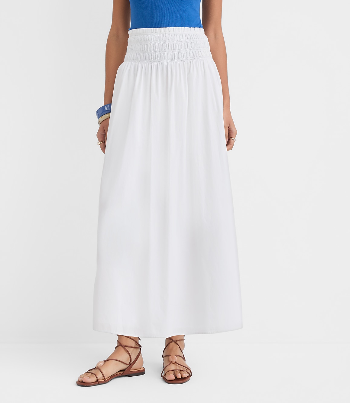 Poplin Smocked Maxi Skirt