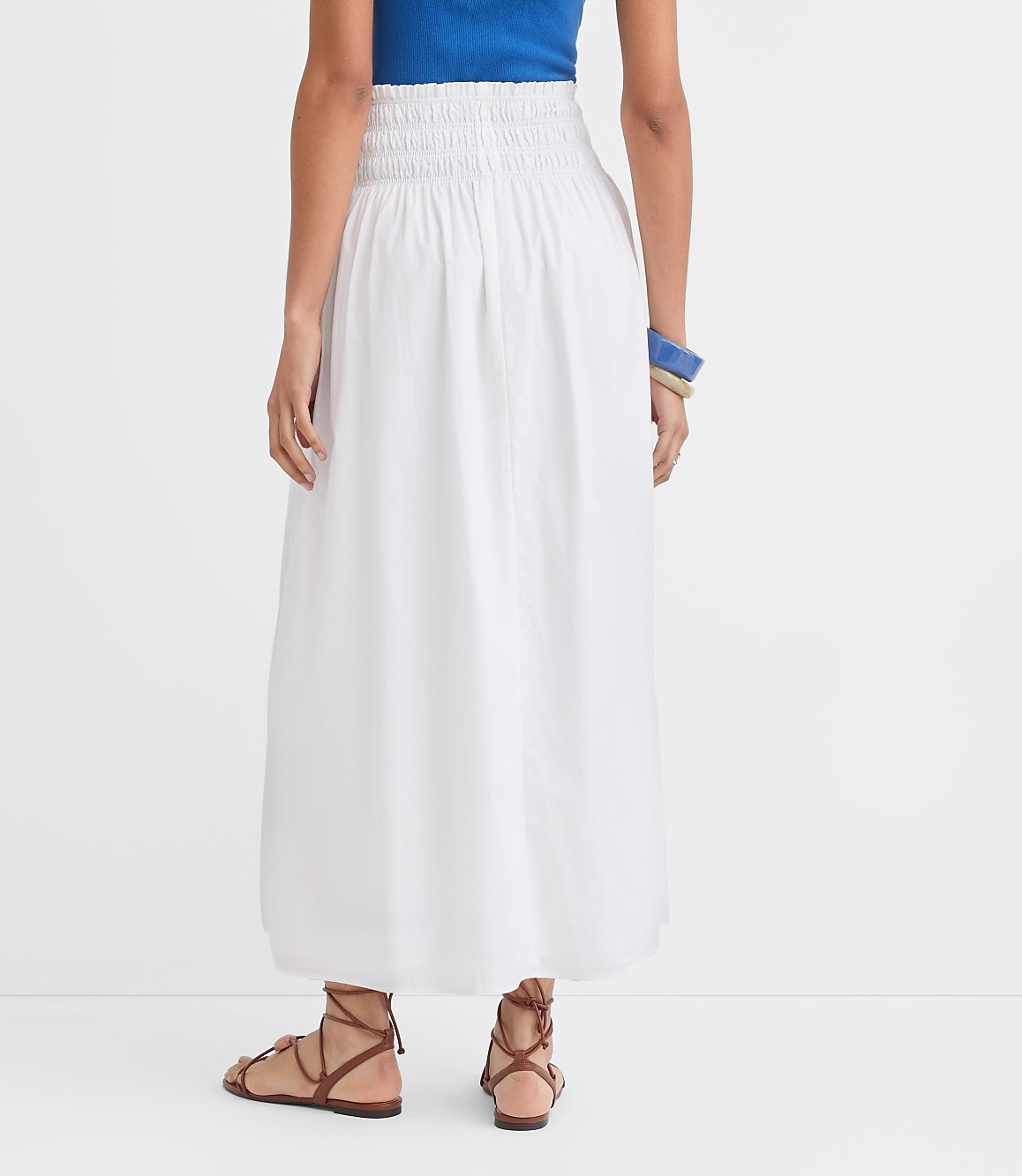 Poplin Smocked Maxi Skirt