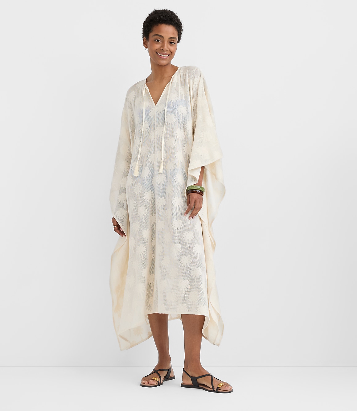 LOFT Beach Palm Mesh Maxi Swimsuit Coverup